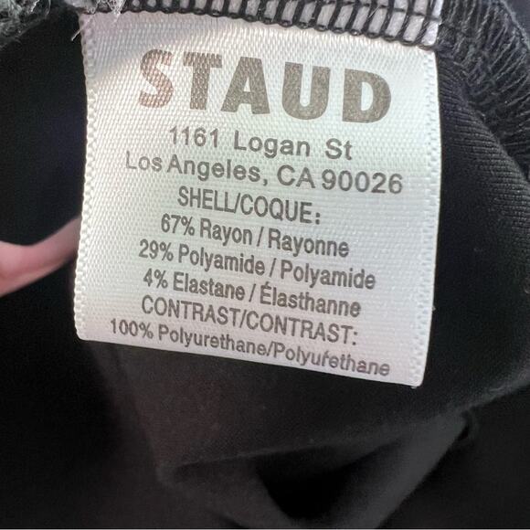 STAUD Sharmila Black Ponte Knit Midi Dress  Sz 6  Chic Minimalist Slit Dress - Picture 7 of 9